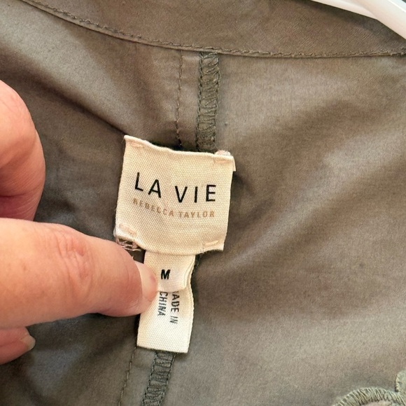 Women’s REBECCA TAYLOR LA VIE Olive green embroidered poplin dress- Size Medium - Picture 7 of 10